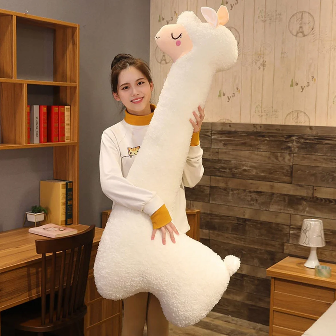 GONOMA Peluche Di Alpaca A Collo Lungo, Morbido Cuscino Di Alpaca Peluche, Soffice Giocattolo Di Alpaca, Compleanno, Regalo Di Natale(White, 75cm)