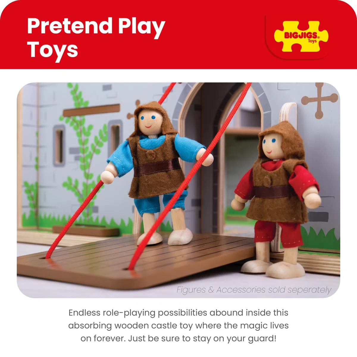 Castello di Bigjigs Giocattoli Re Giorgio - Castello Medievale Playset
