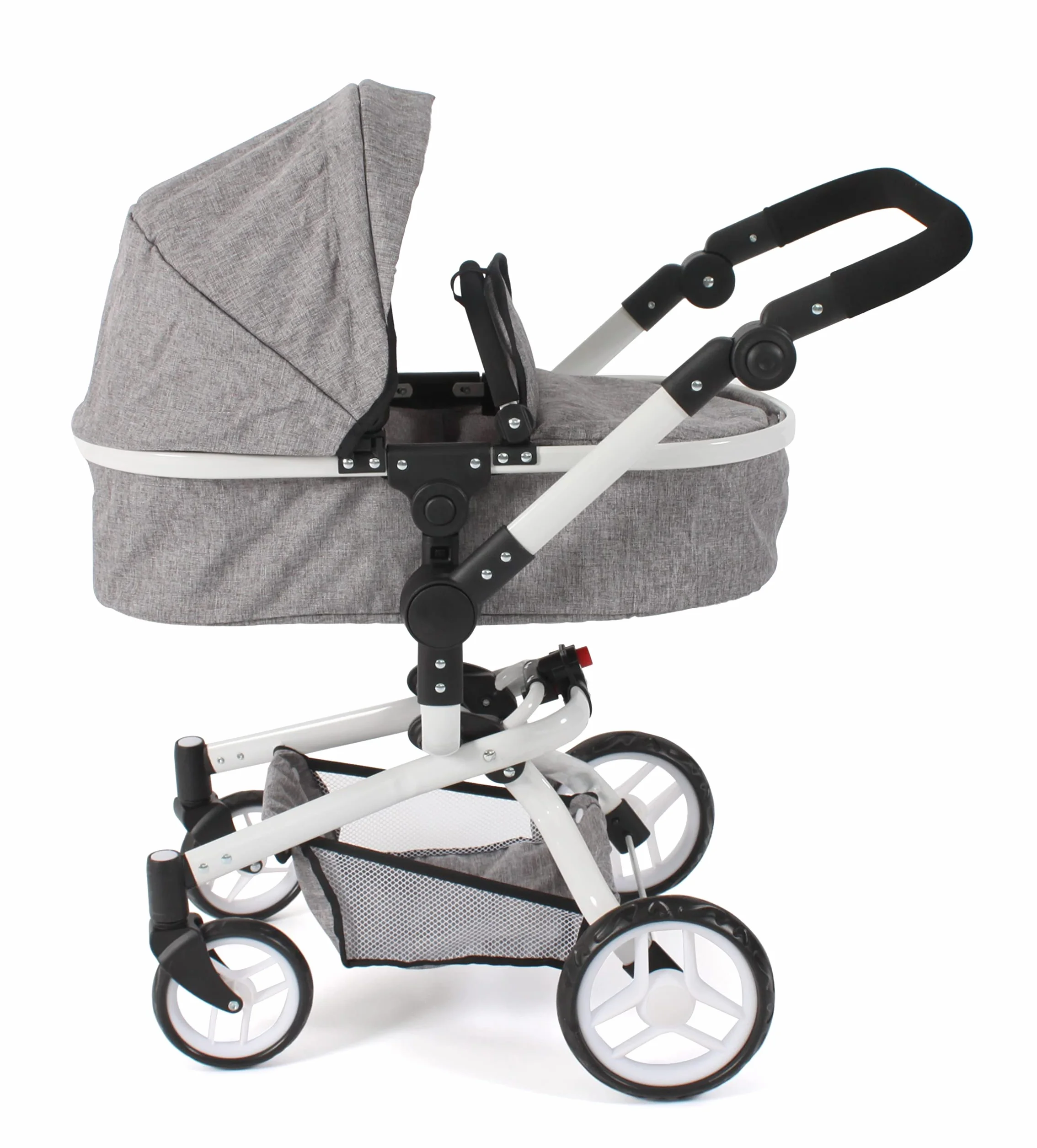 Passeggino per bambole Yolo 2 in 1 per bambini dai 4 agli 8 anni, colore: grigio jeans