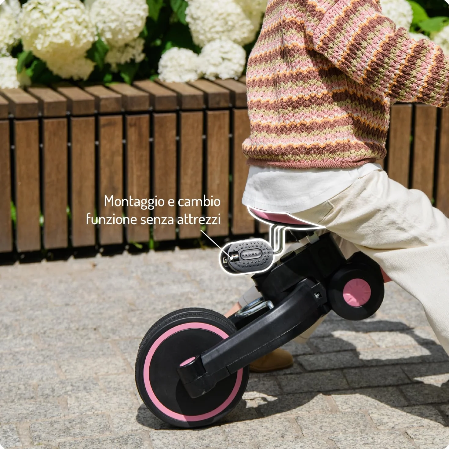 MoMi FILO 3in1 Triciclo Evolutivo per bambini 1-3 anni - Bici Senza Pedali Pieghevole, sella regolabili, pedali rimovibili - Tricicli con portabicchiere e ruote in EVA