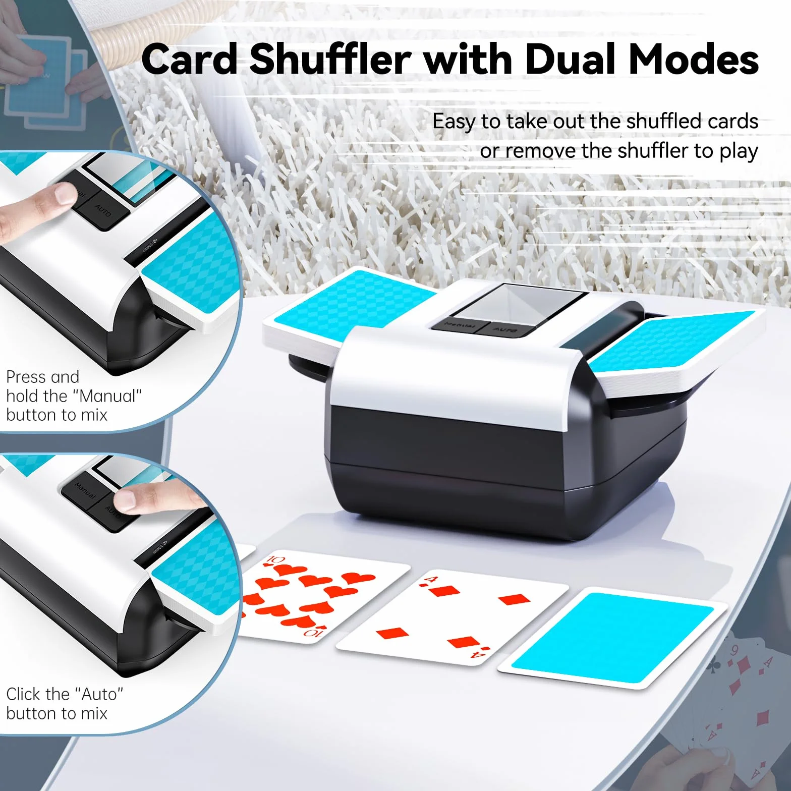 ShuffleBox Shuffler automatico della carta S1 con batteria incorporata ricaricabile da 2000 mAh, macchina di mescolamento ultra silenziosa di 2 deck