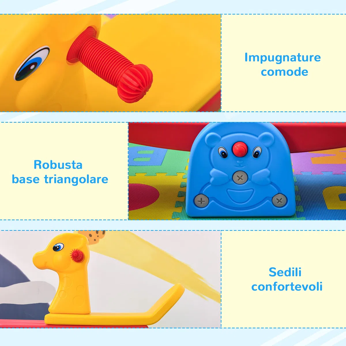 HOMCOM Altalena a Bilico per Bambini 1-4 Anni, Plastica HDPE Atossica, 150x32x60cm