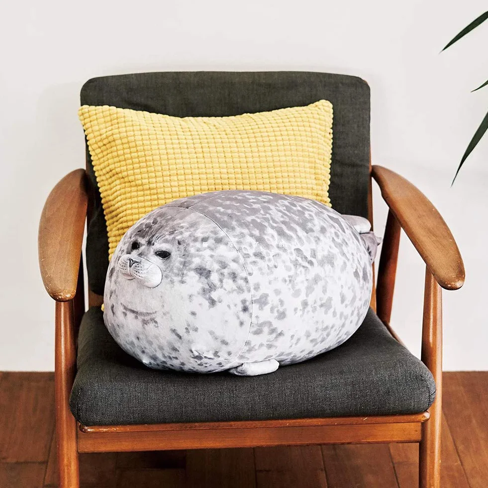 Cuscino di Peluche con foca Carina con Corpo paffuto, Realistico Ripieno di Vita Marina Sigillo Morbido Cuscino di Bambola per Bambini Giocattoli Regalo di Compleanno, 60CM