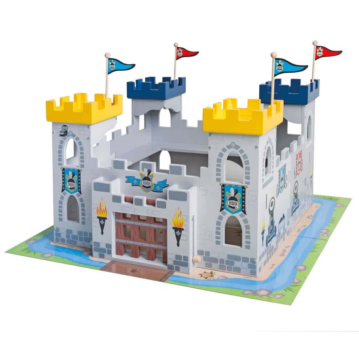 roba Castello dei Cavalieri "3 in 1", Set in Legno, 40 x 58 x 57,5 ​​cm, Grigio