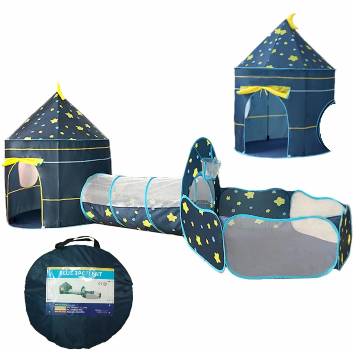 Tenda per bambini 3 in 1 con tunnel e vasca per le palline