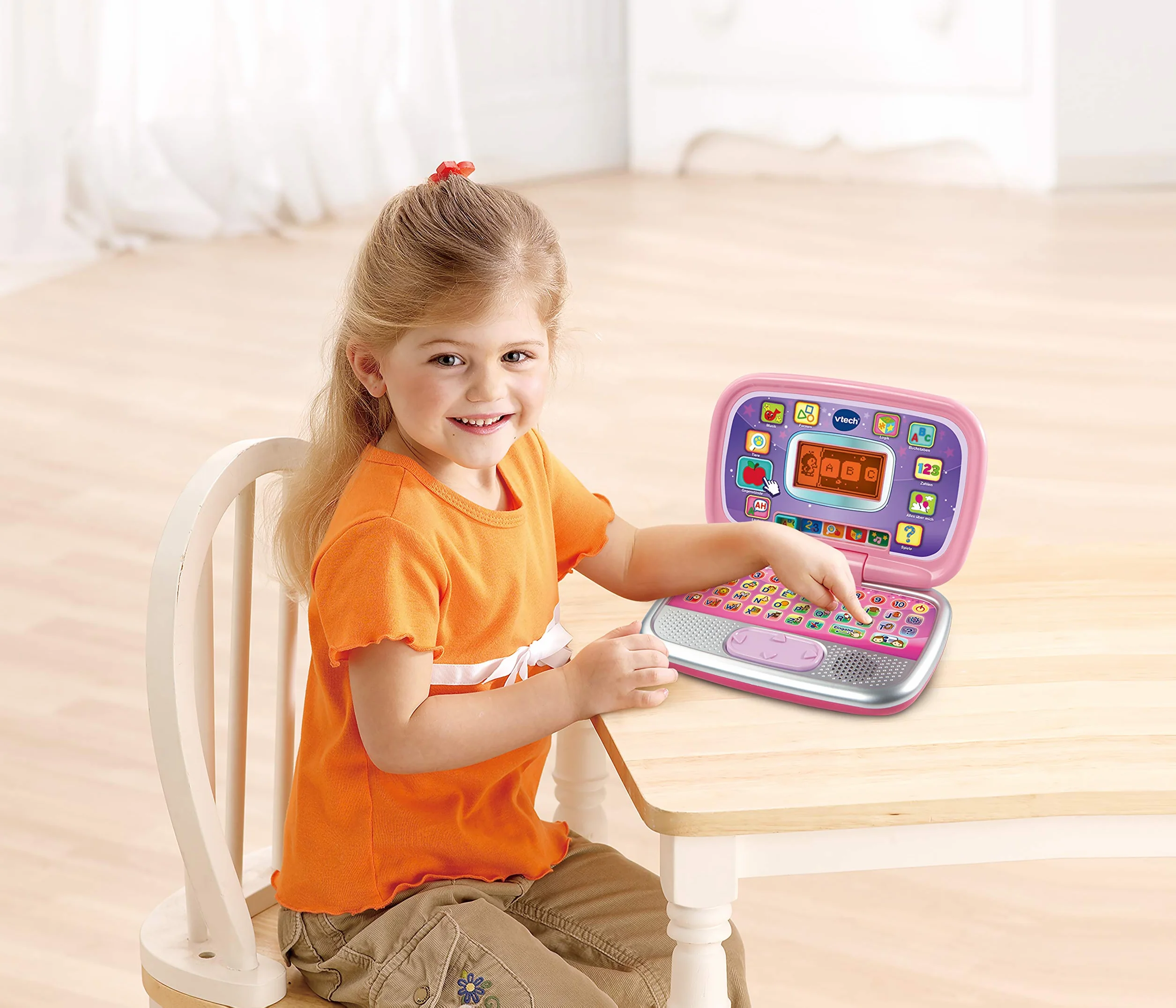 VTech Bit Smart Computer Rosa, Computer Interattivo per Bambini, Computer con Mouse ed Effetti Luminosi, Comoda Maniglia, Gioco Bambino con Animali e Forme, Lingua Italiana, Batterie Incluse, 3-7 Anni