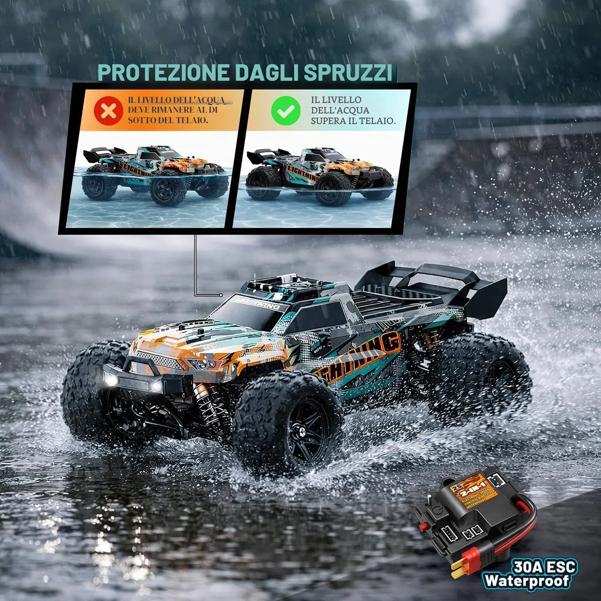 Macchina Telecomandata 1:18 4WD 40 km/h Fuoristrada 4x4, Macchina Radiocomandata con 2 Batterie 7.4V 1300mAh, ESC Impermeabile 2.4GHz, Doppia Carrozzeria, Trasmissione in Metallo per Adulti e Bambini