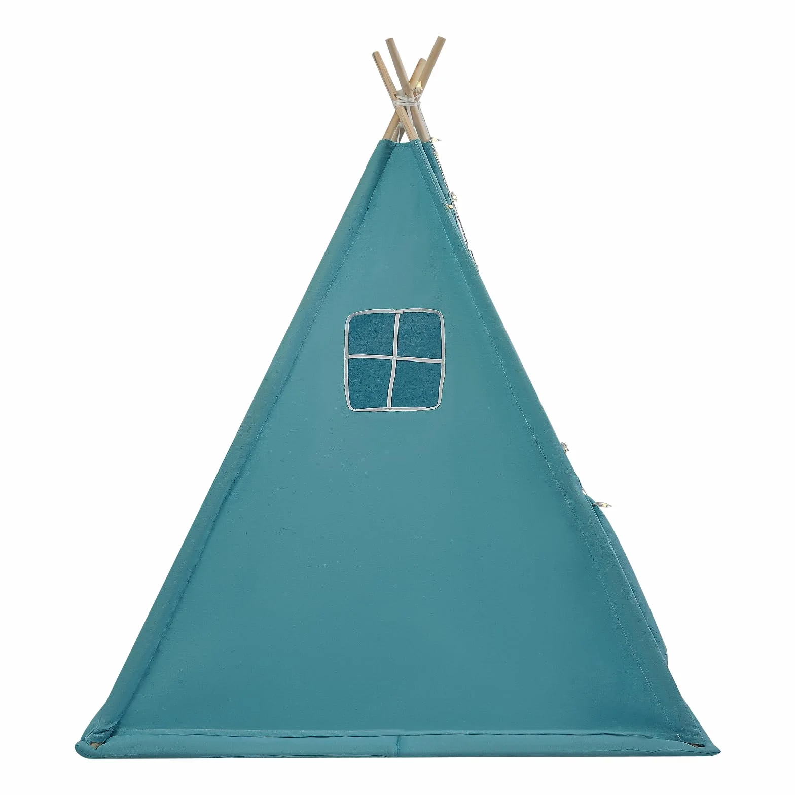 Tipi Tenda per Bambini con Tappetino e Catena Luminosa, Pieghevole in Cotone, Casetta Giocattolo 120 x 120 x 140 cm Blu