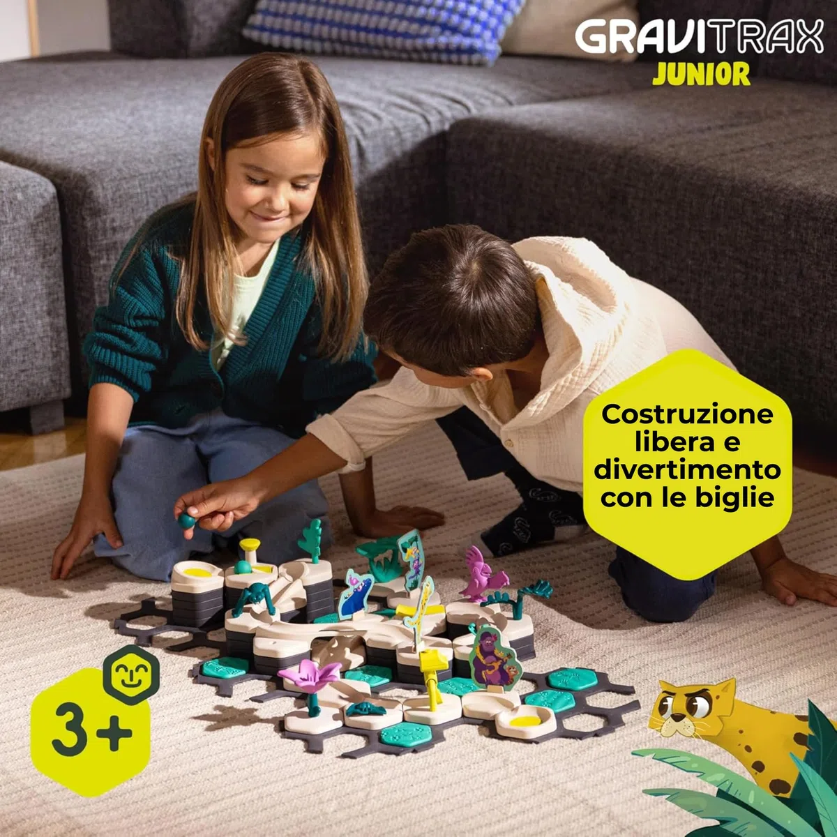 Ravensburger - GraviTrax Junior My Jungle Starter-Set, Pista biglie 100 pezzi, Rompicapo bambini, Giochi bambini 3 anni e più, Gioco Interattivo ed Educativo STEM, Compatibile con tutti i GraviTrax