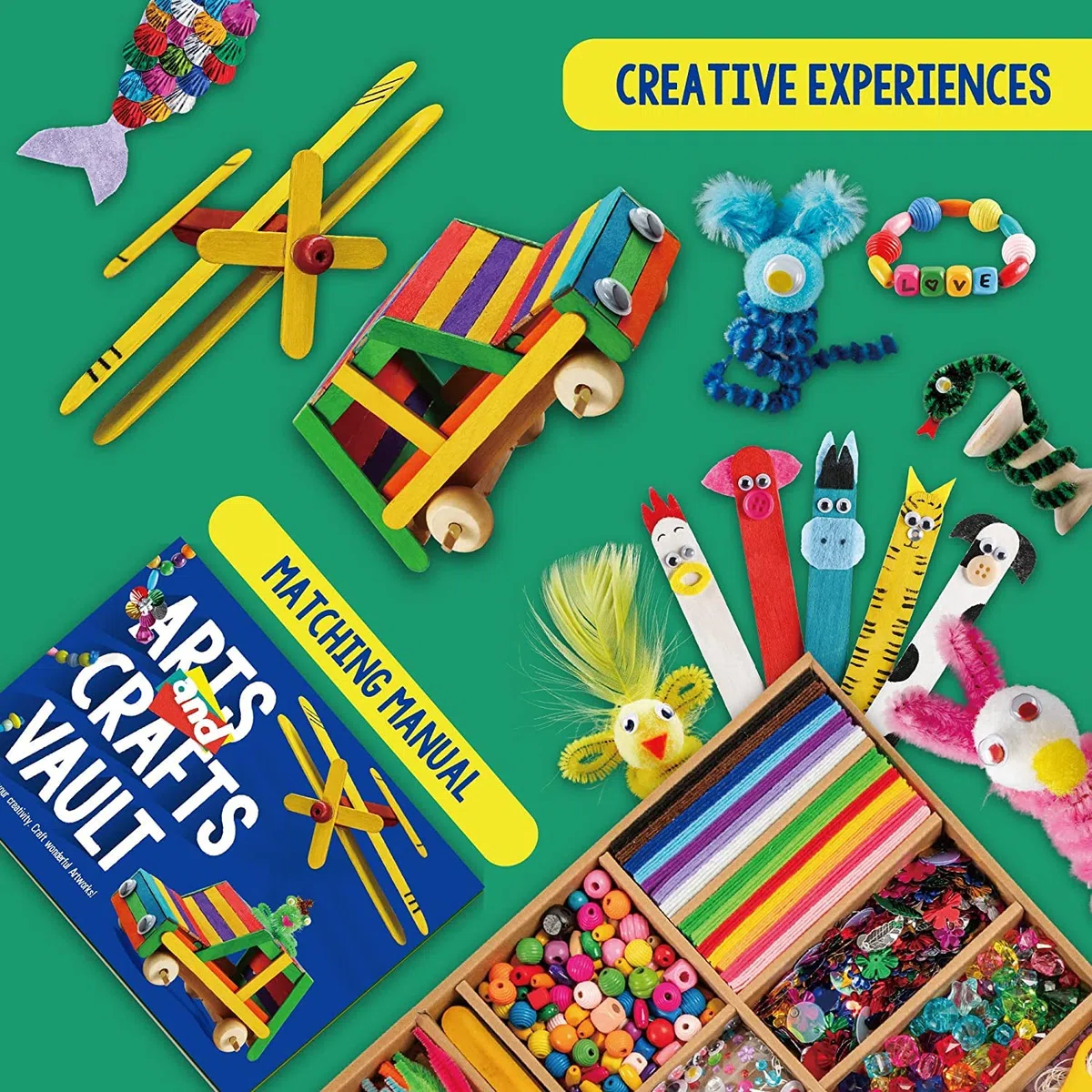 EDUMAN Lavoretti Creativi per Bambini, 1000+ Pezzi Giochi Creativi Bambina 10 Anni, Kids Mestiere Fai Da Te Decorazioni Giocattoli