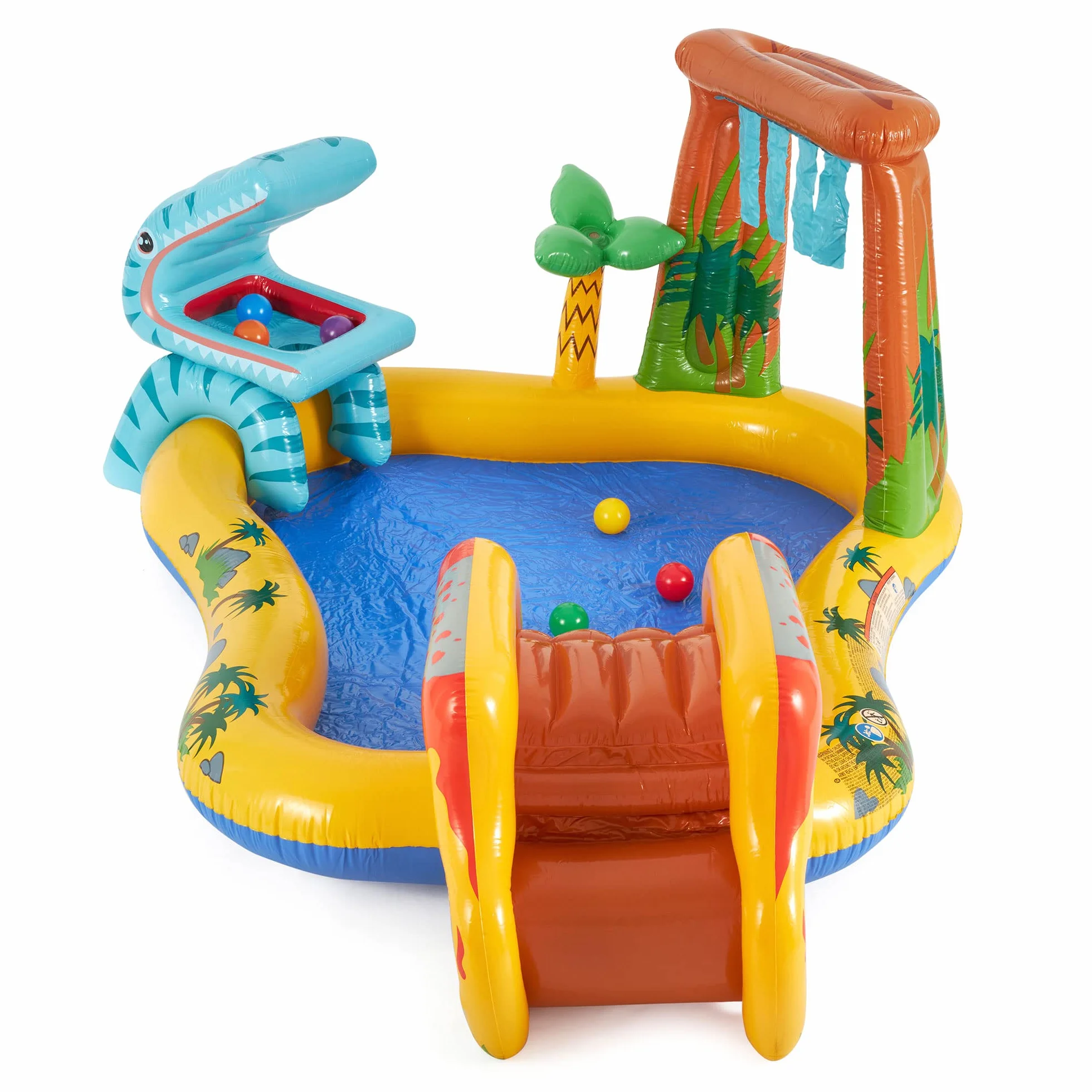 Intex 57444NP - Piscina Gonfiabile Playground Dinosauri, Vinile, Multicolore, 249x191x109 cm
