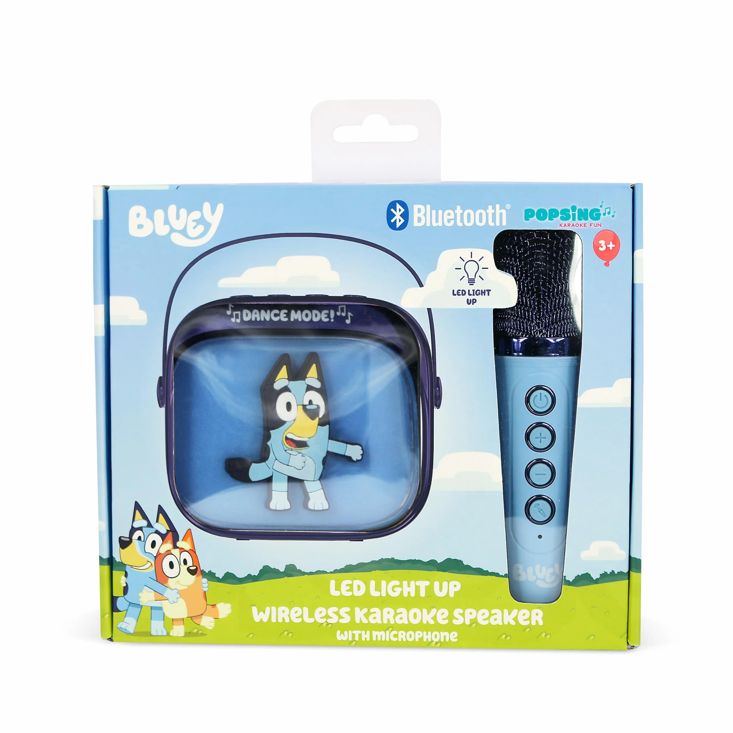 Bluey - Mini altoparlante per karaoke a LED, wireless, con microfono Bluetooth, colore blu, luci che cambiano colore