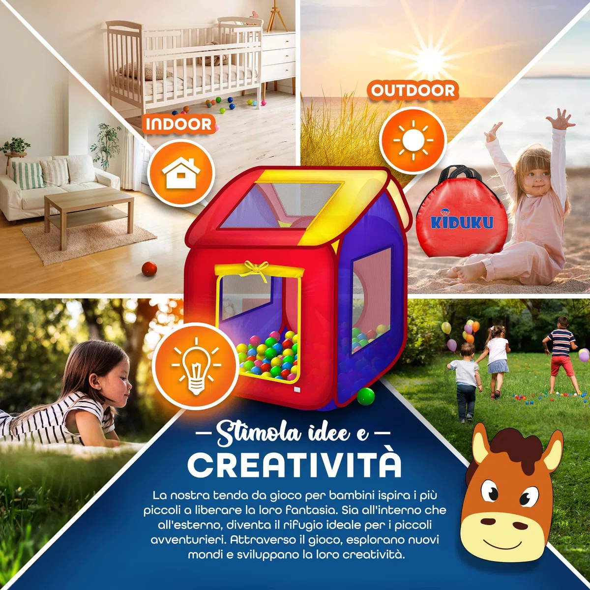 KIDUKU Tenda da gioco per bambini pop up con 200 palline borsa da esterno