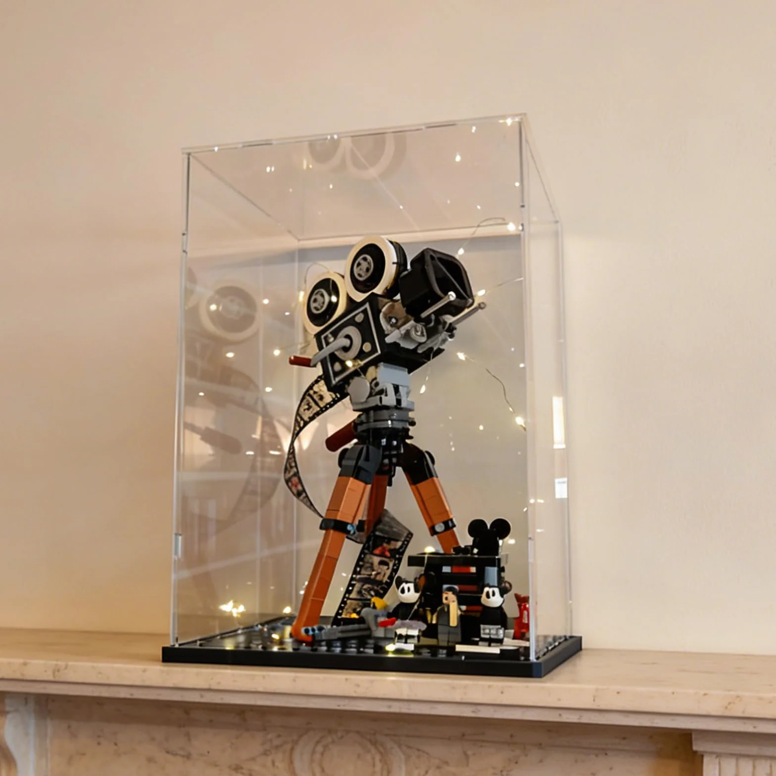 Vetrina Espositiva Teca Plexiglass Acrilico 3MM per Lego Trofeo Coppa Mondo FIFA 43020 Elmo Sauron 11373 75398 C3PO 21349 21376 Gatto 10358 77072 76463 76467, Trasparente Nero Interno 25x25x40cm