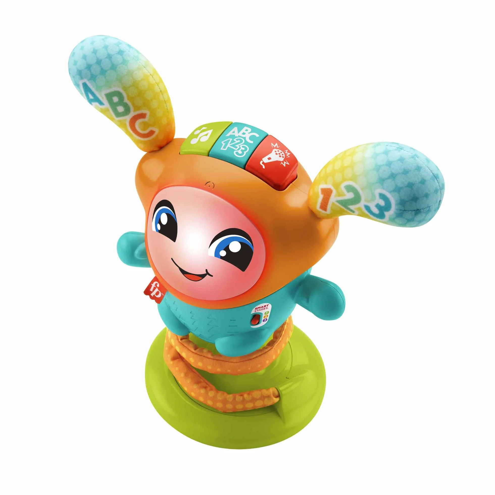 Fisher-Price - DJ Nino Salterino, edizione ITALIANO,SP, PORT, giocattolo musicale interattivo ed educativo con luci e azione saltellante, Giocattolo per Bambini 9-36 Mesi, HJP91
