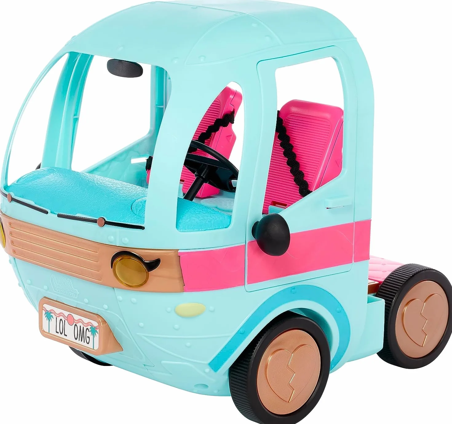 L.O.L. Surprise OMG Glam N' Go Camper Set da gioco con oltre 50 sorprese e gioco a 360°, arredato con piscina, scivolo d'acqua, letti a castello, vanity, barbecue, cabina DJ e altro ancora - Età 4+
