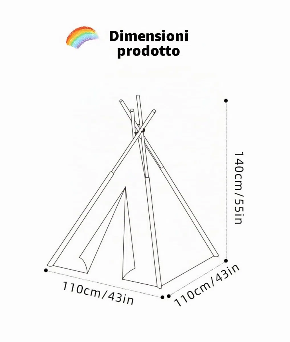 Tenda Teepee per bambini, tenda gioco, casa giochi, 43x43x55in