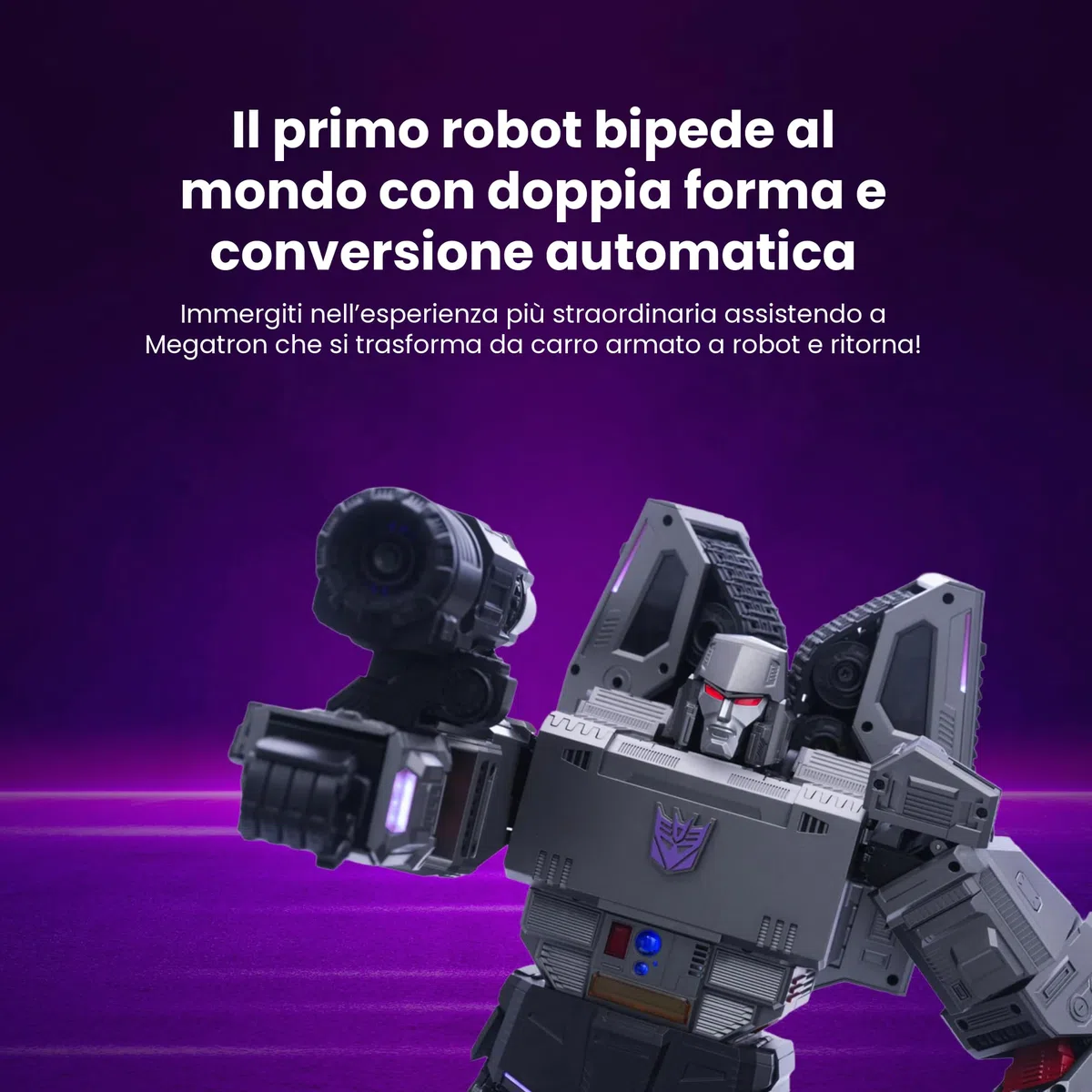 Robosen Flagship Megatron Robot Auto-Trasformabile | Controllo Vocale e App | Modalità Robot e Carro Armato | 36 Servomotori, 118 Microchip, 112 LED | Collector Premium