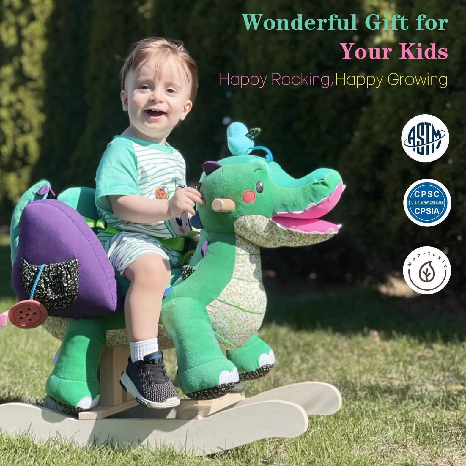 labebe Generalmente spedito Il 2018/12/23 - Cavallo Dondolo Legno, Peluche di Coccodrillo Verde per 1-3 Anni, Cavalluccio Dondolo/Giochi Cavalcabili Bambini/Sedia Dondolo Bambini