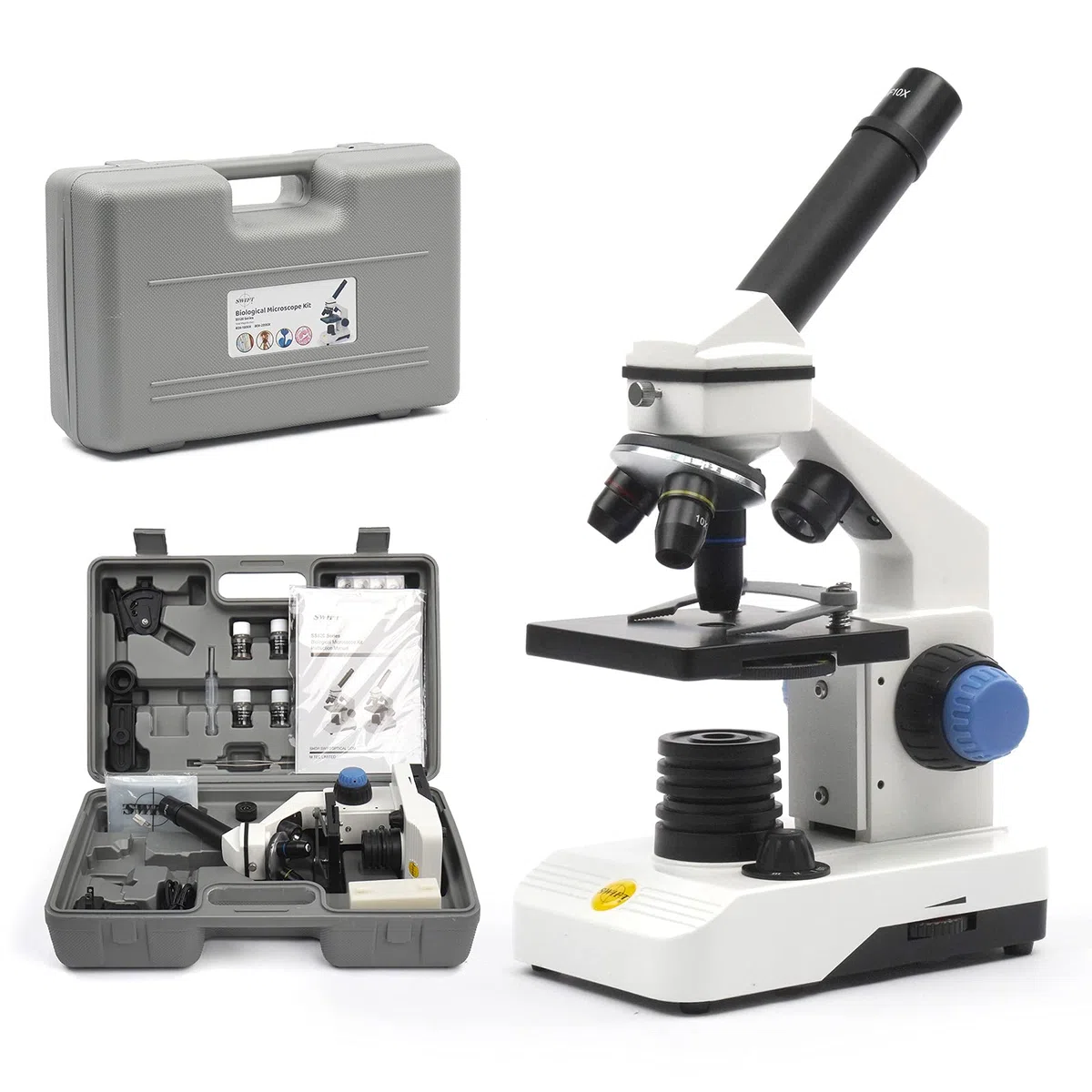 SWIFT Microscopio SS121 100X-2000X per bambini Studenti adulti, con adattatore per telefono, set di diapositive per microscopio