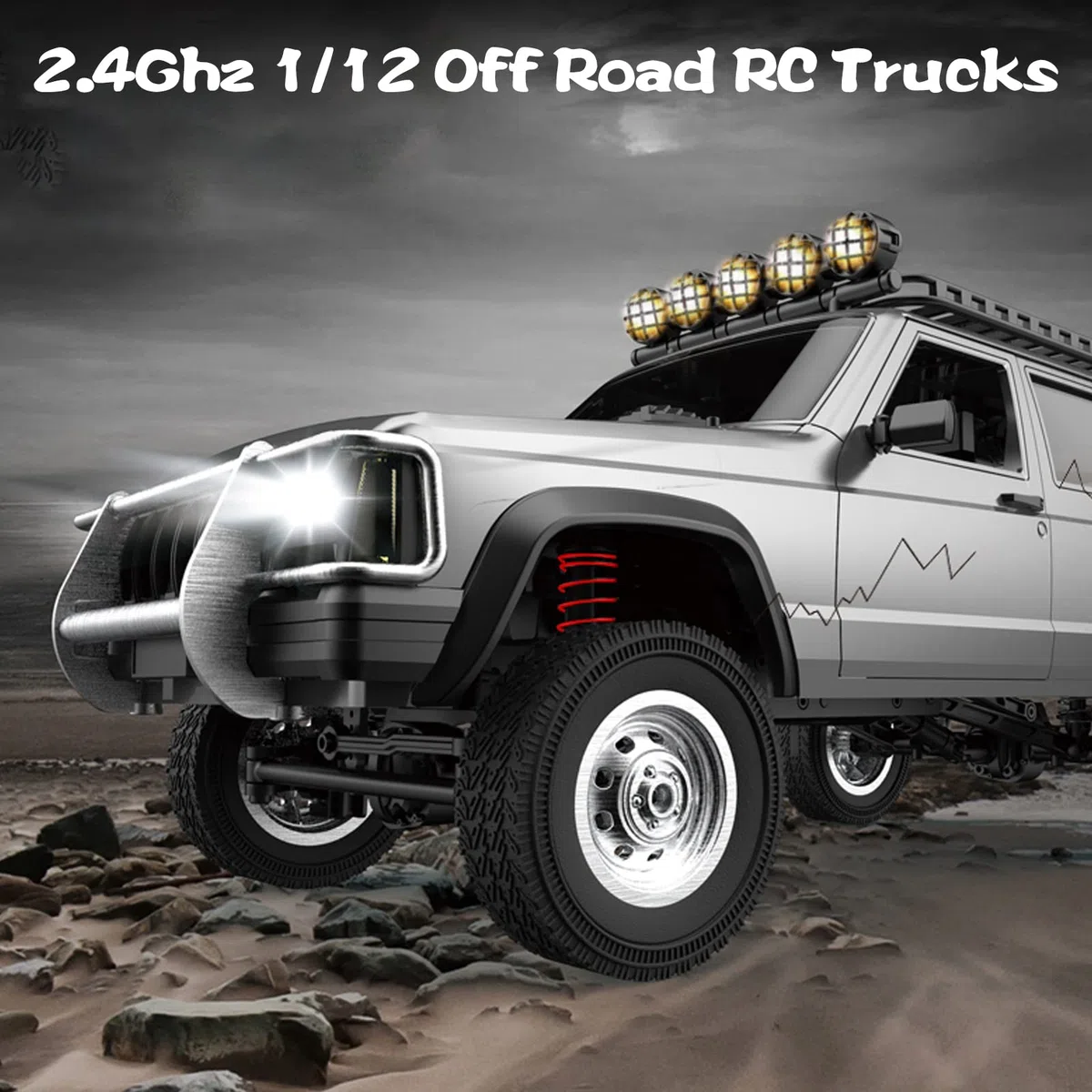 Goolsky Auto Telecomandato Camion RC Crawler All Terreno 2.4Ghz 1/12 Off Road 4WD Veicolo Da Corsa Arrampicata - Regali per Adulti Con 3 Batterie