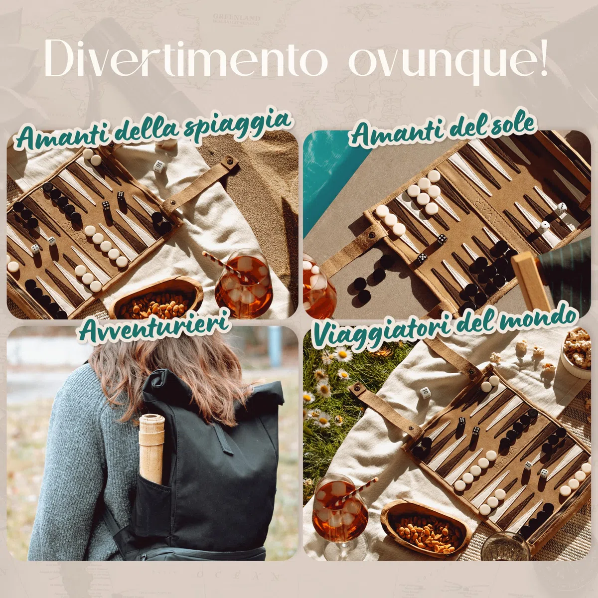Amari ® Backgammon da viaggio in 100% pelle – Backgammon pieghevole per viaggi e viaggiare – Back Gammon di alta qualità valigia gioco da viaggio in pelle