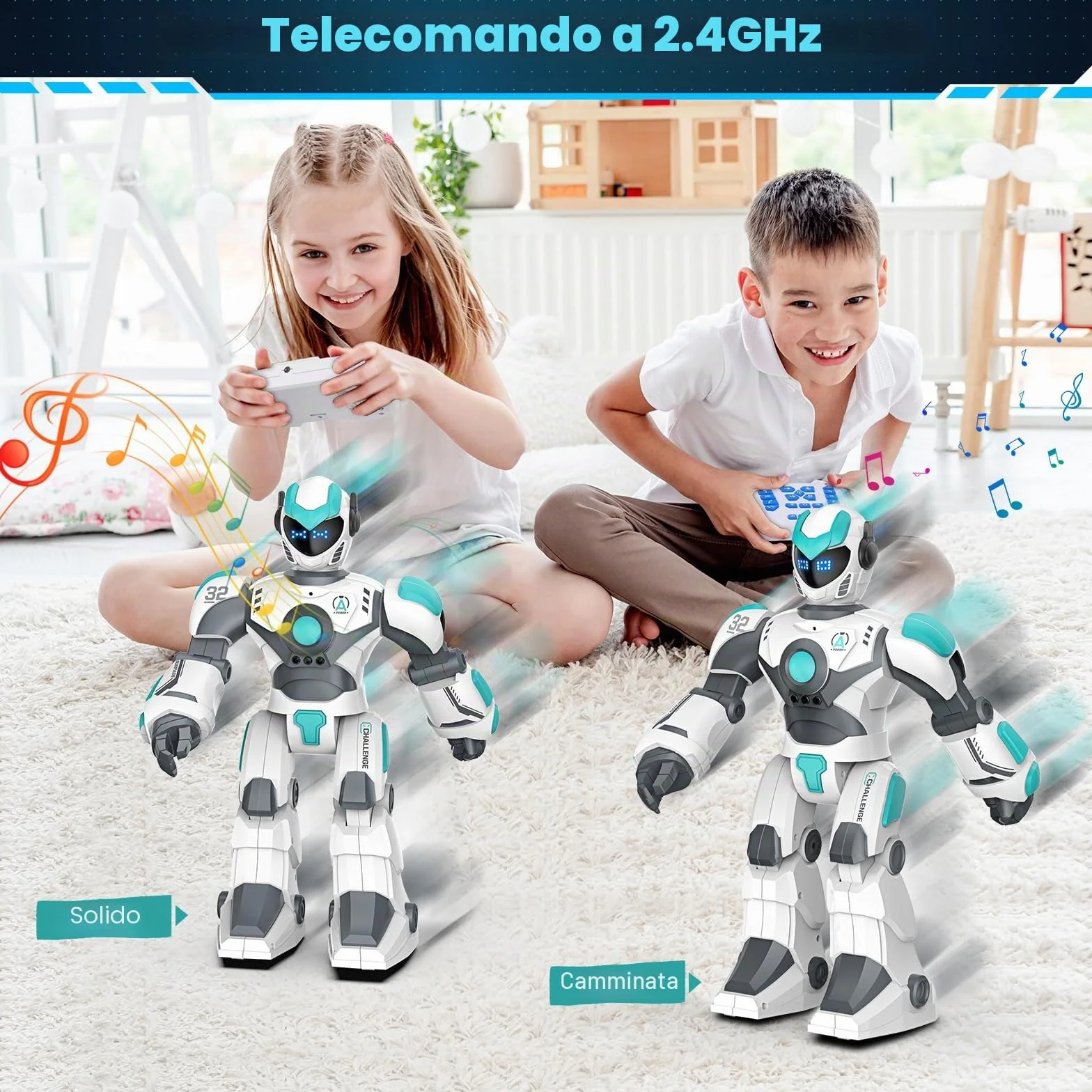 VATOS Robot Telecomandato Programmabile per Bambini, 40CM, Rilevamento di Gesti e Controllo Vocale, Intelligente e Ricaricabile per Bambini 3 4 5 6 8+