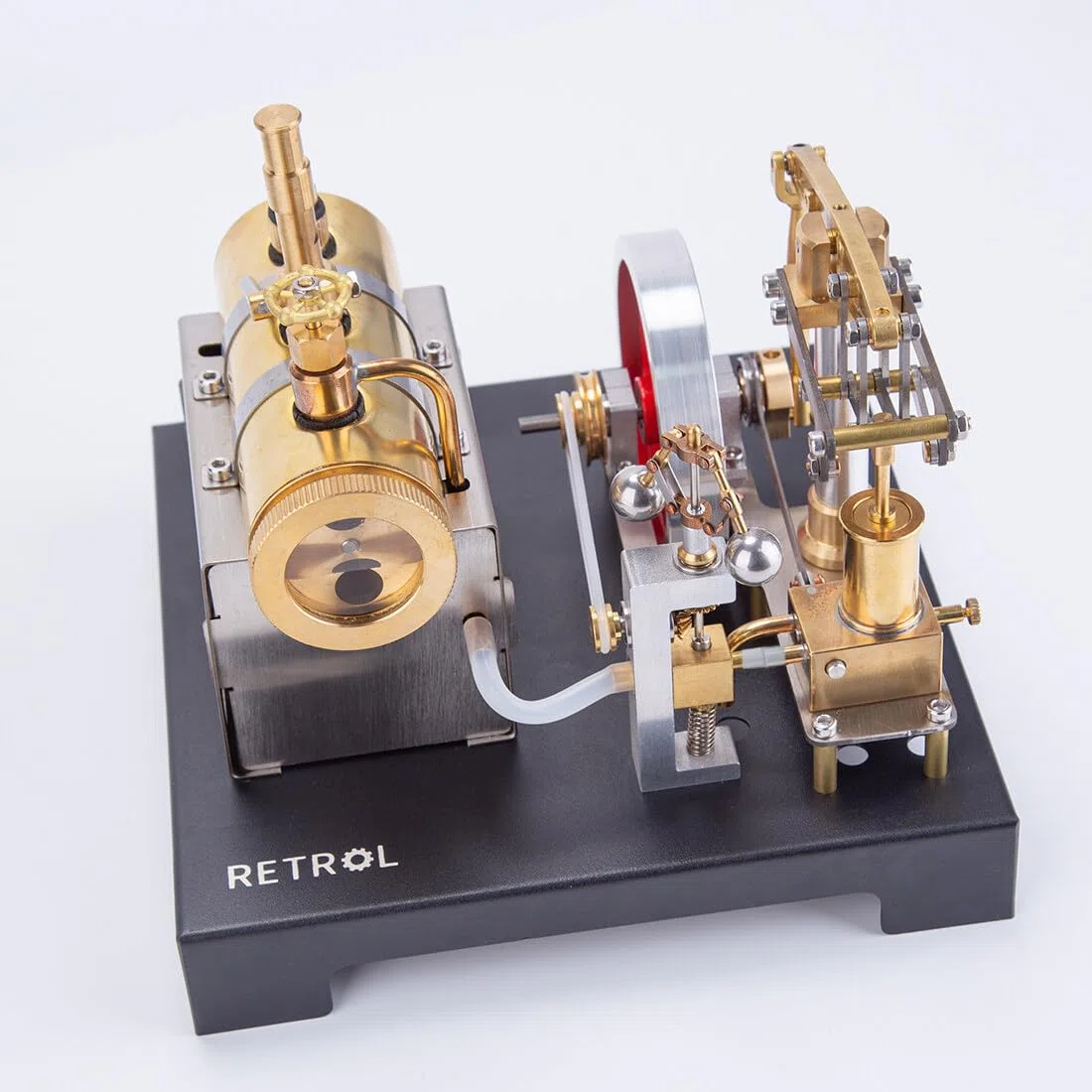 NULA Set da costruzione modello di motore a vapore a trave, mini motore in metallo retrò in metallo modellismo macchina a vapore stazionaria con caldaia orizzontale per gli amanti delle macchine a