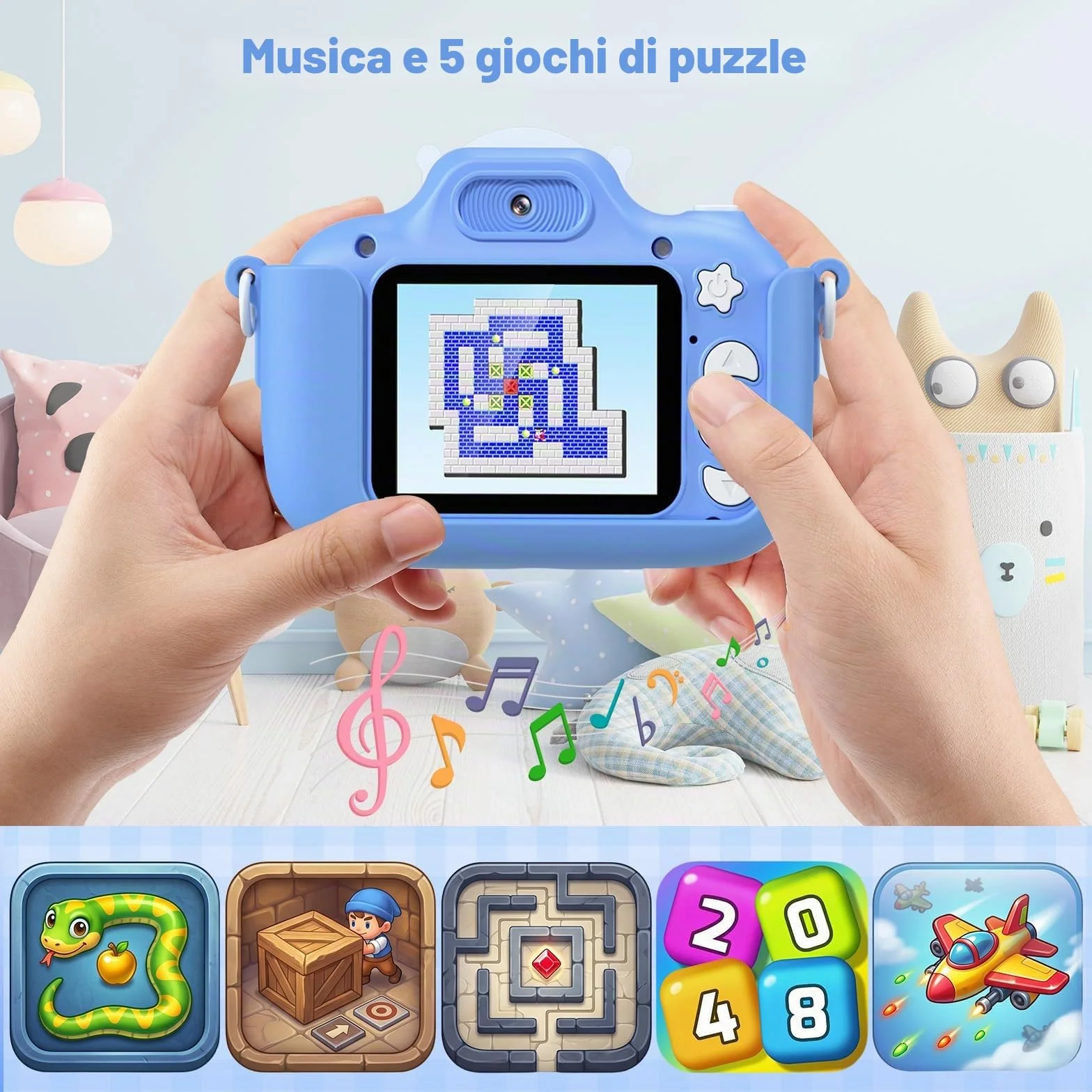 Gofunly Macchina Fotografica Bambini, 2.0 Pollici Mini Ricaricabile Fotocamera Digitale Bambini HD 1080P Selfie Videocamera con Scheda 32GB, Regalo Natale & Compleanno per Ragazze Ragazzi 3 a 12 Anni