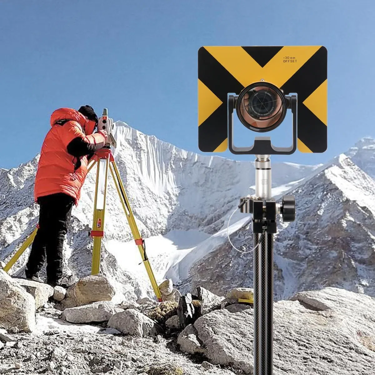 Prisma singola inclinazione da 64 mm, vetro ottico a membrana rossa K9 con filo da 5/8 "x11 per il rilevamento della terra Accessorio per la stazione totale per tunnel mine sondaggio sulle