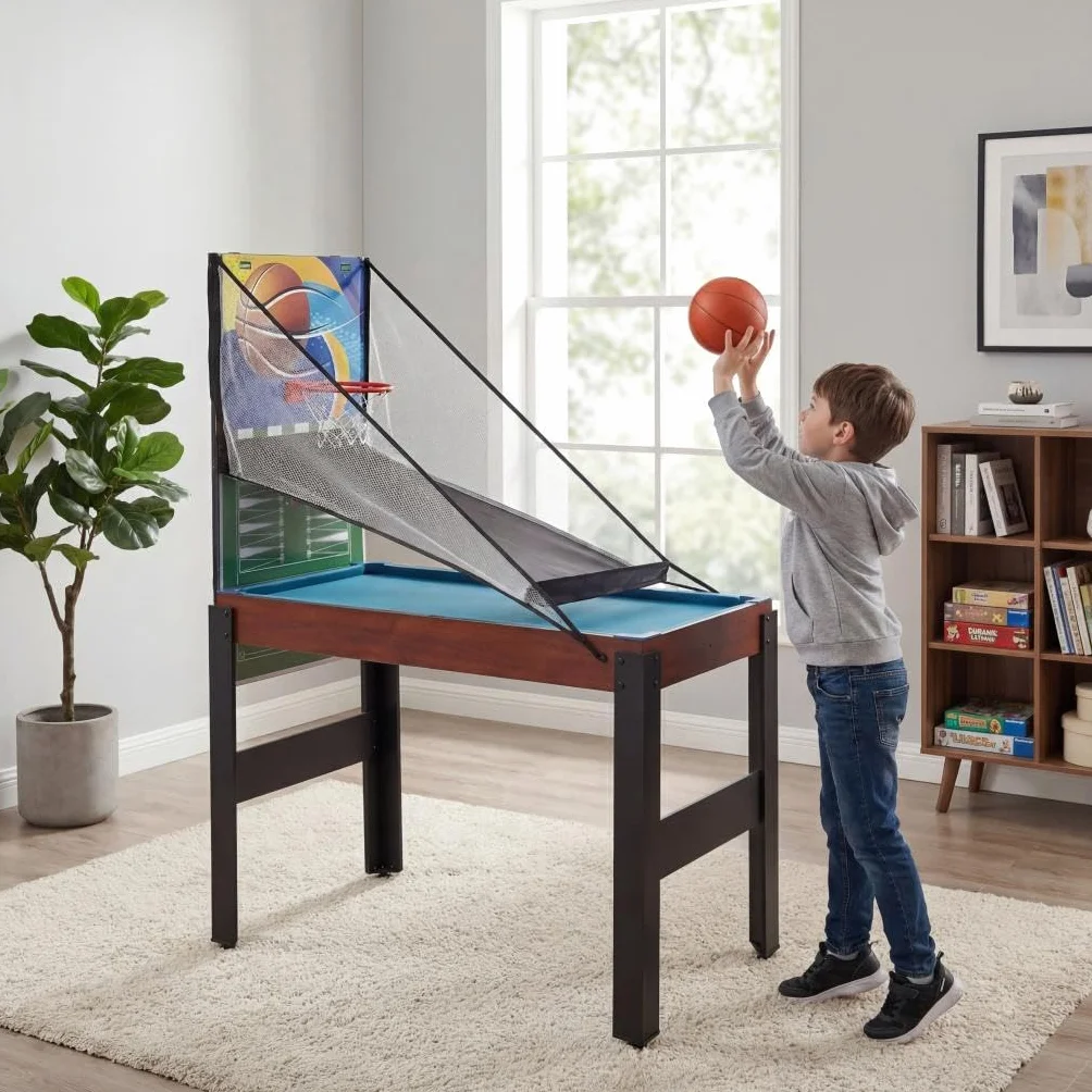 HOMASIS 14 in 1 Tavolo Multigioco, Tavolo da Gioco Multifunzione con Calcio Balilla, Basket, Biliardo, Hockey, Ping Pong, Scacchi, Dama, Backgammon, Carte da Poker per Bambini e Adulti