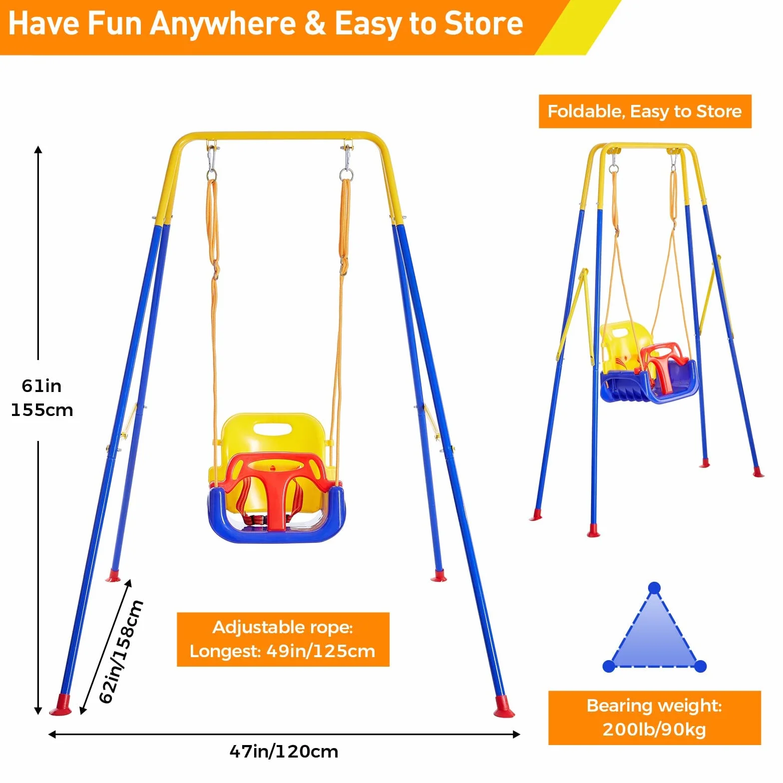 FUNLIO 2-in-1 Altalena e Altalena da Porta per Bambini, Altalena Resistenti con 4 Sacchi di Sabbia, Supporto in Metallo Pieghevole per Giochi al Coperto/Esterno, Facile da Montare e Riporre
