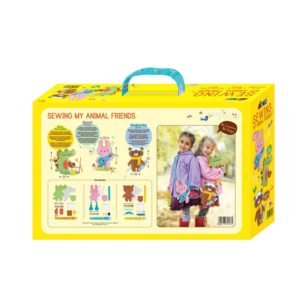 Avenir DYI 6301576 - Set da cucito con animali a tracolla, set da 3 pezzi, per bambini, dai 6 anni in su