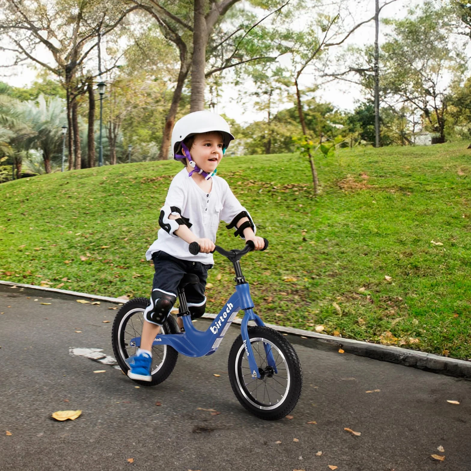 H.yeed Bicicletta da corsa per bambini da 35,6 cm (14 pollici) con pneumatici e telaio in lega di magnesio, leggera, senza pedale, bici da allenamento per bambini 3 4 5 6 anni (blu)