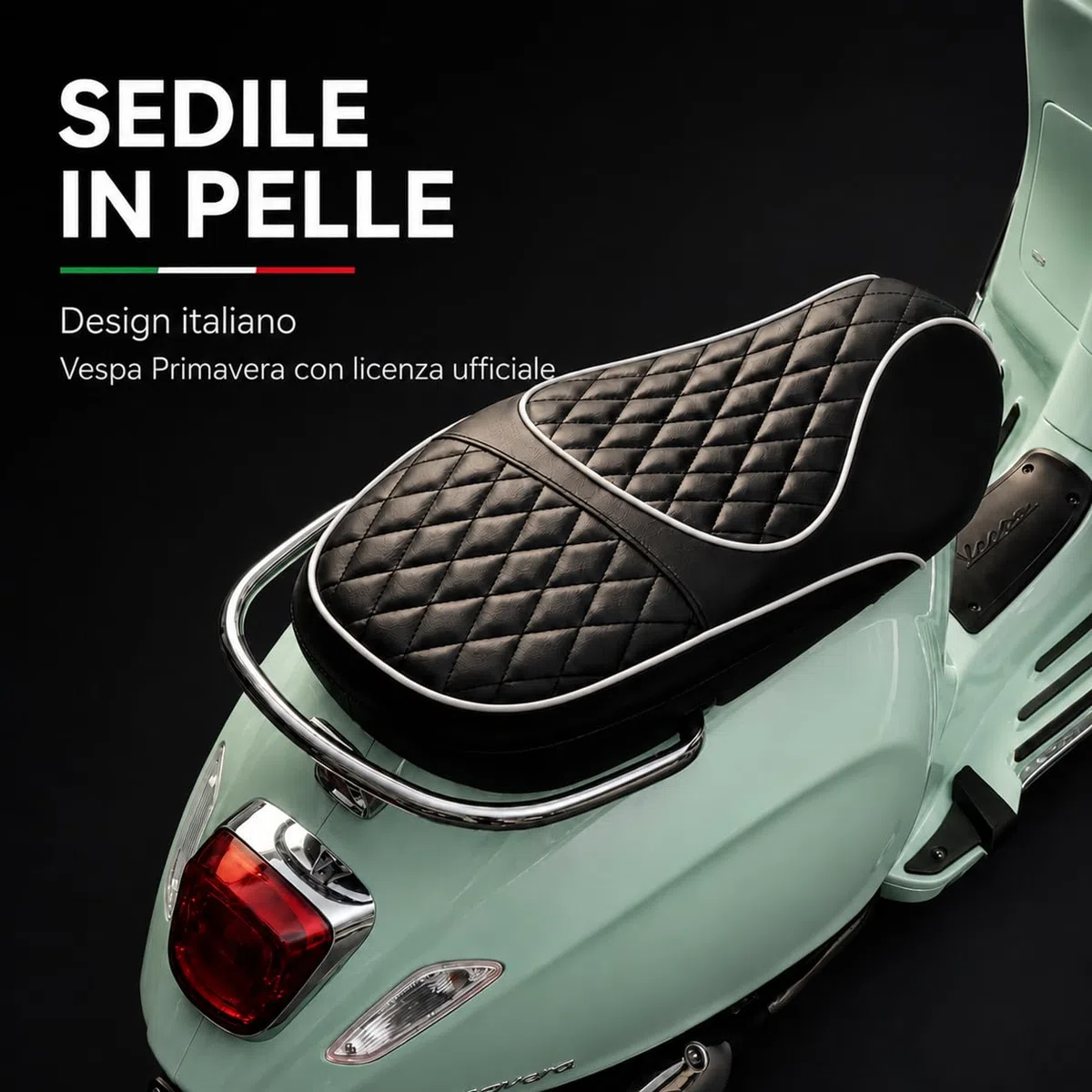 Piaggio Vespa Elettrica Bambini 12V TOYSCAR Moto Elettrica con Luci LED Bluetooth Sedile Pelle Retromarcia Rotelle Menta
