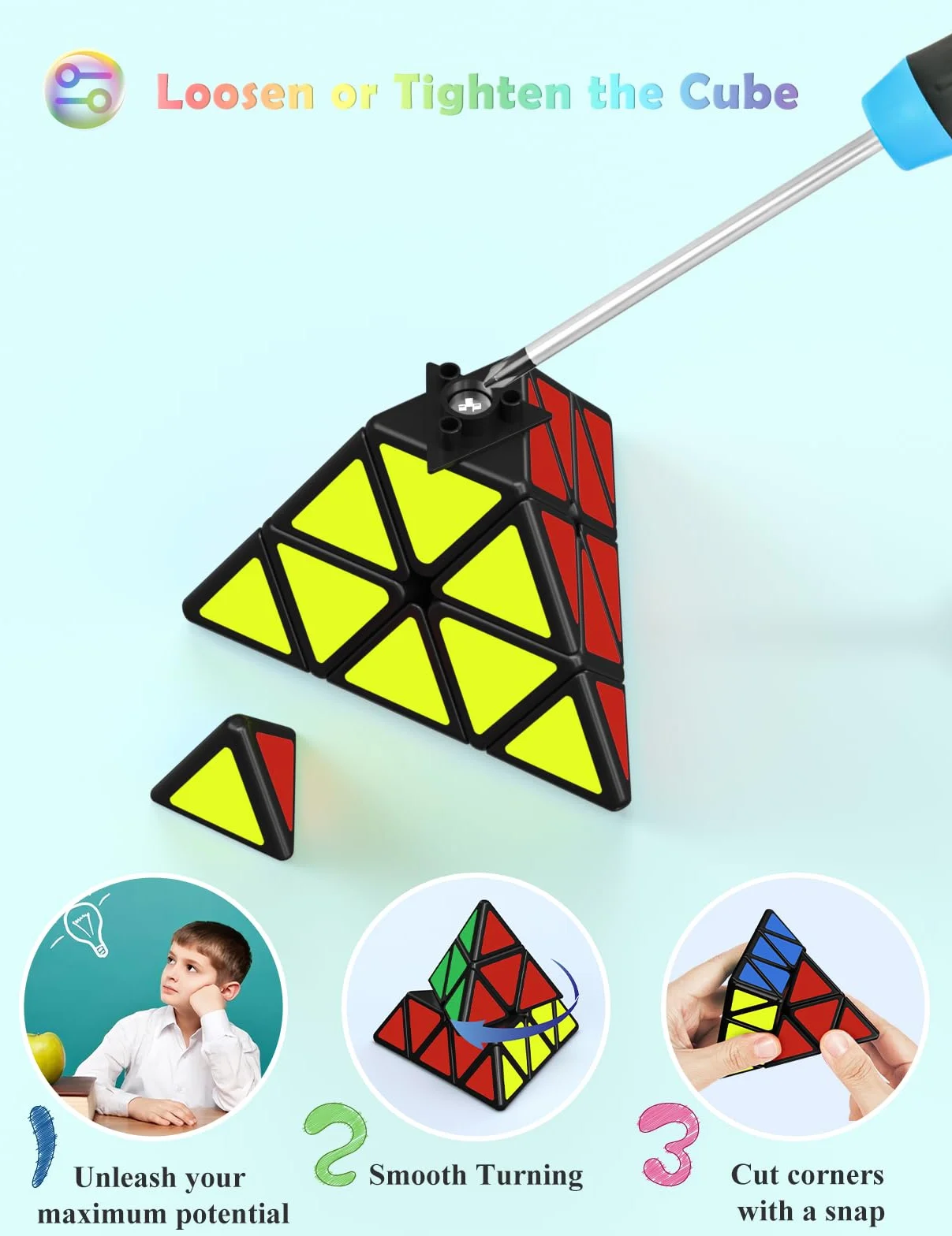 ROXENDA Speed Cube Set, Cubo Magico di Skew Ivy Piramide Dodecahedron Speed Cube con Confezione Regalo, Tutorial Segreto per Cubi(Irregular)