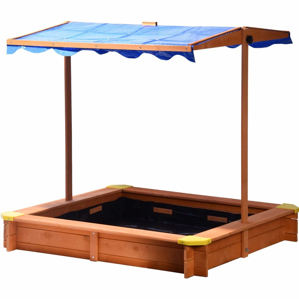 dobar 94350FSC - Aiuola per Bambini, per Giocare con la Sabbia, Tetto Regolabile in Altezza e orientabile, con Protezione UV 801, Fondo Incluso, 117 x 117 x 117 cm