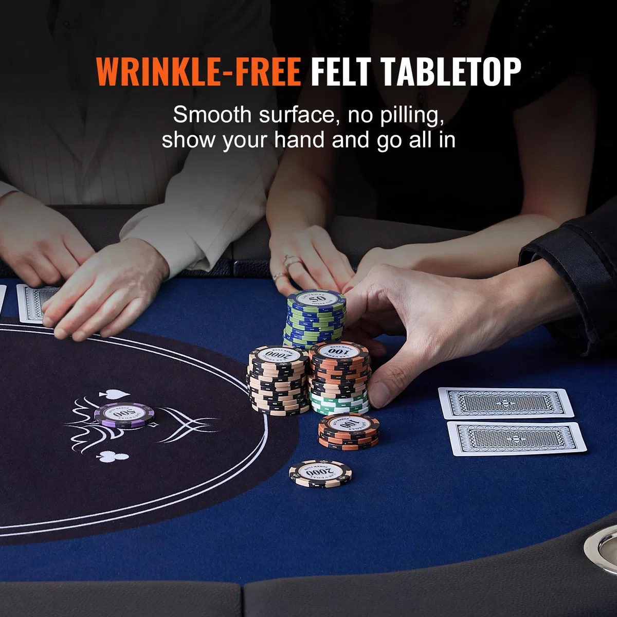 VEVOR Tavolo da Poker per Gioco Gambe per Tavolo Pieghevoli 1830 x 820 x 720 mm, Tavolo da Poker Pieghevole, Piano da Poker Nero e Blu Pieghevole 8 Giocatori ca., Tavolo Poker Copertura Antipolvere