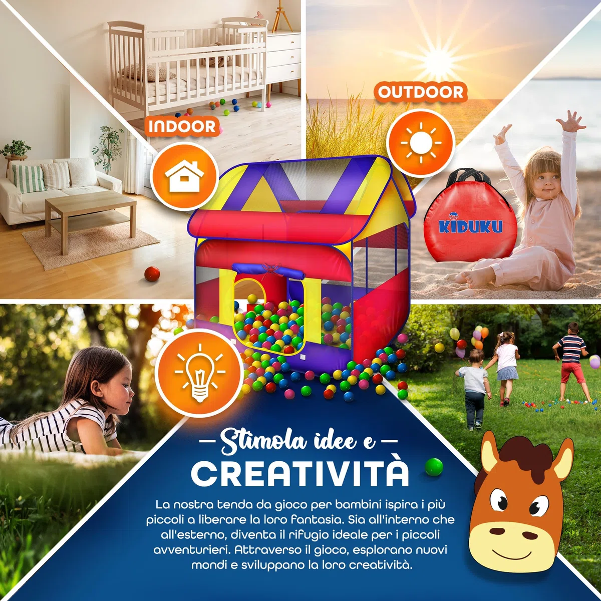 KIDUKU® Tenda Pop Up per bambini con piscina palline 300 palline borsa trasporto