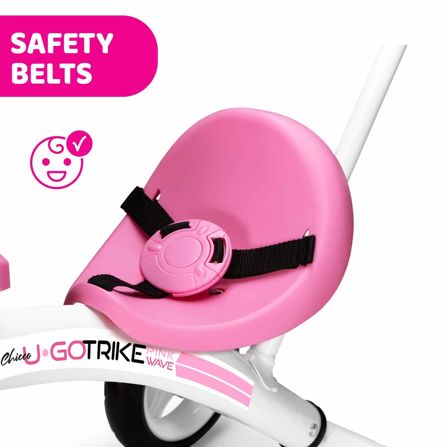 Chicco Triciclo Bambini U-Go 2in1, Triciclo Bimba e Bimbo con Maniglione ad Altezza Regolabile, Cinture di Sicurezza e Cestello Portaoggetti, Max 20 kg - Giochi per Bambini 18 Mesi - 5 Anni