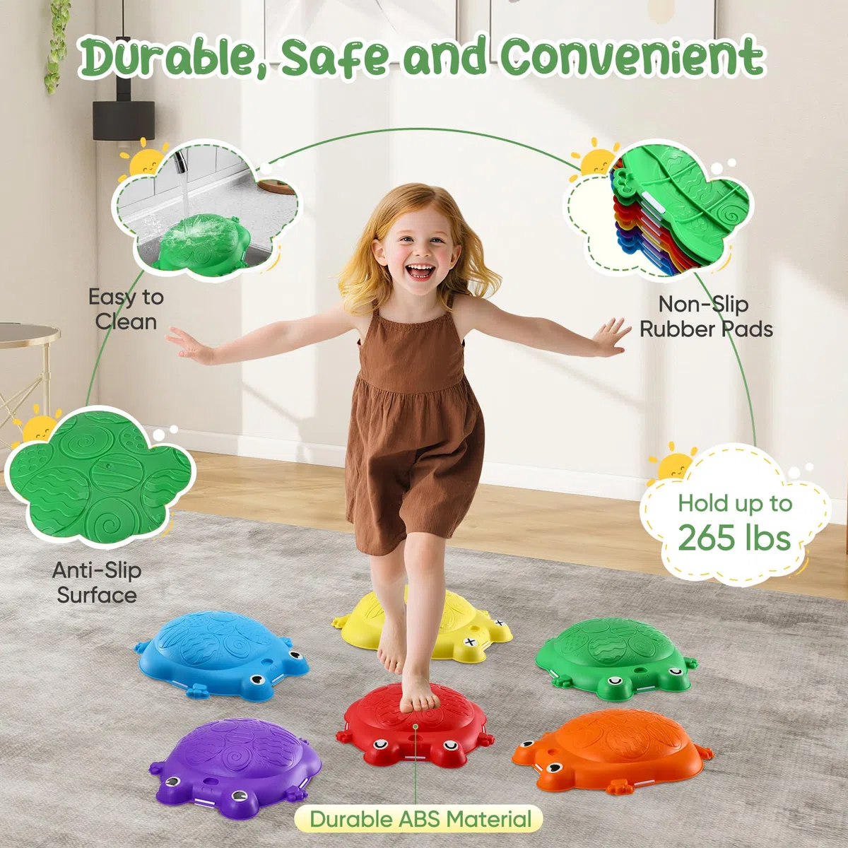 Pietre di Bilanciamento Bambini 8 Pezzi Stepping Stones Rana Equilibrio Coordinazione Percorsi Ostacoli Interni Esterni