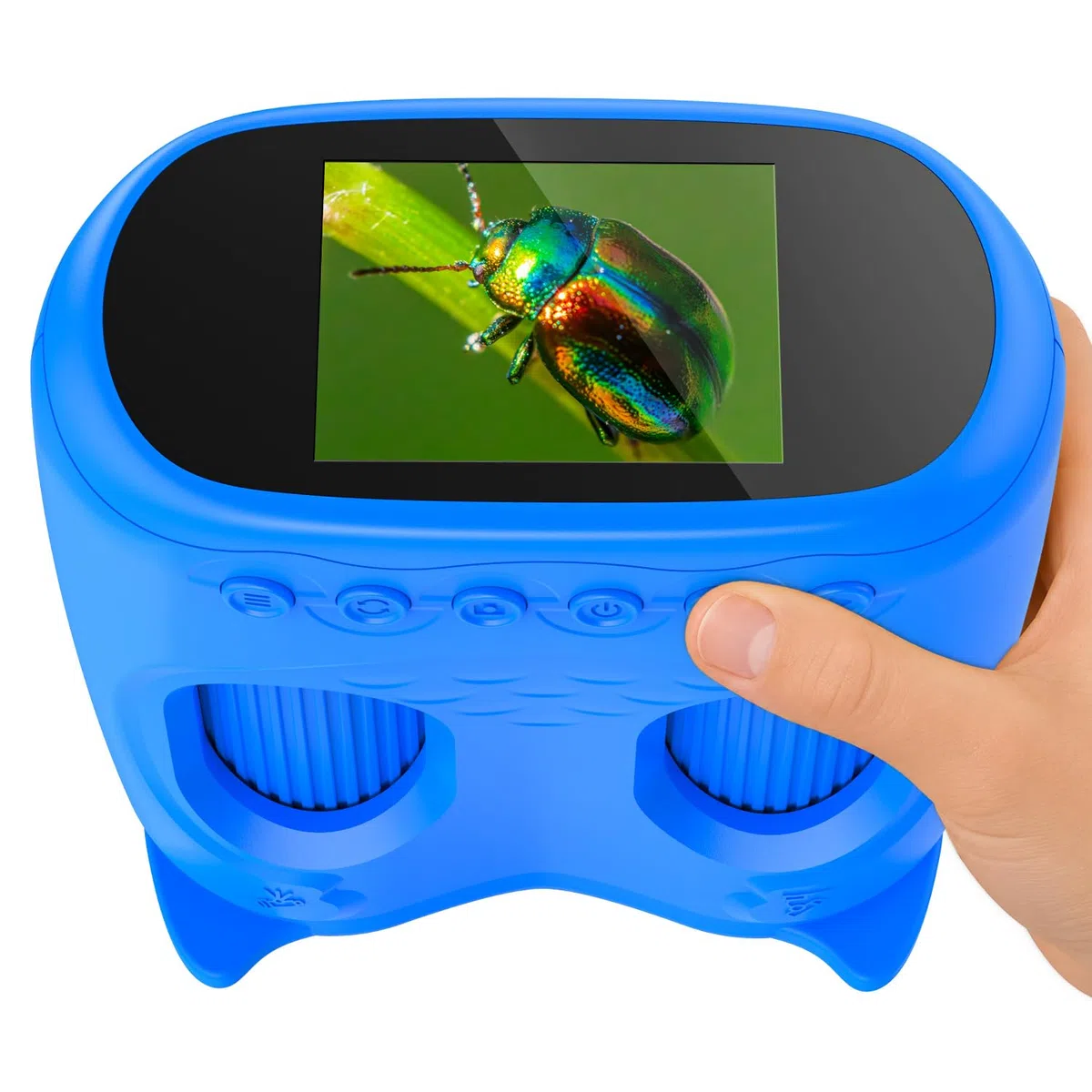 Microscopio Bambini 2 in 1 per Bambini e Binocolo, HD IPS da 2,0", 1000x, 8 LED, 1080P, Microscopi Adatti a Bambini e Bambine dai 3 Anni in Su, Blu