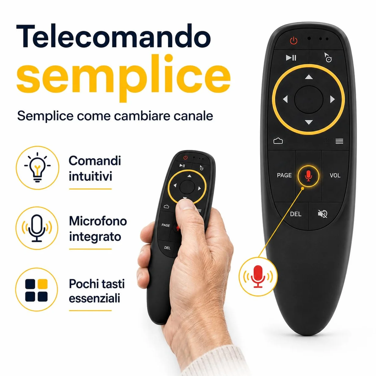 GiocaFacileTV - Console di Giochi per TV - Idea Regalo per Nonni e Genitori - Carte, Quiz, Cruciverba, Memoria - Pensata per Anziani, Telecomando Semplice e Caratteri Grandi - by Semplay