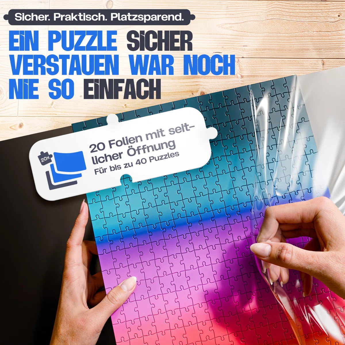 pearway - Robusta cartella per puzzle [inclusa pellicola puzzle da 5 m] per puzzle fino a 1000 pezzi – l'accessorio perfetto per riporre i puzzle – Organizer per fino a 40 opere – Cartellina puzzle
