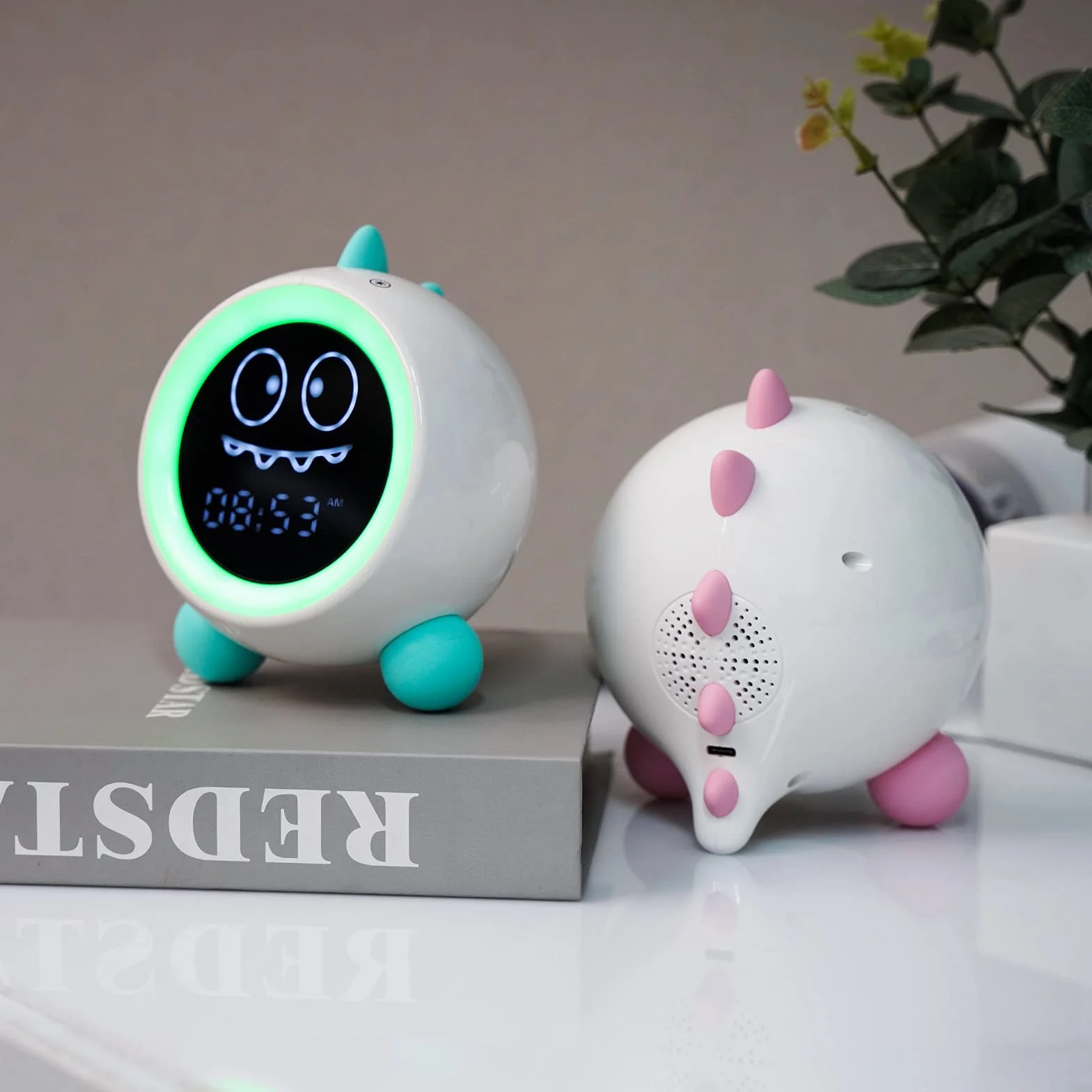 DINOTIME Sonno per bambini, sveglia per bambini, con luce notturna, timer per principianti, ragazze, ragazzi (verde)