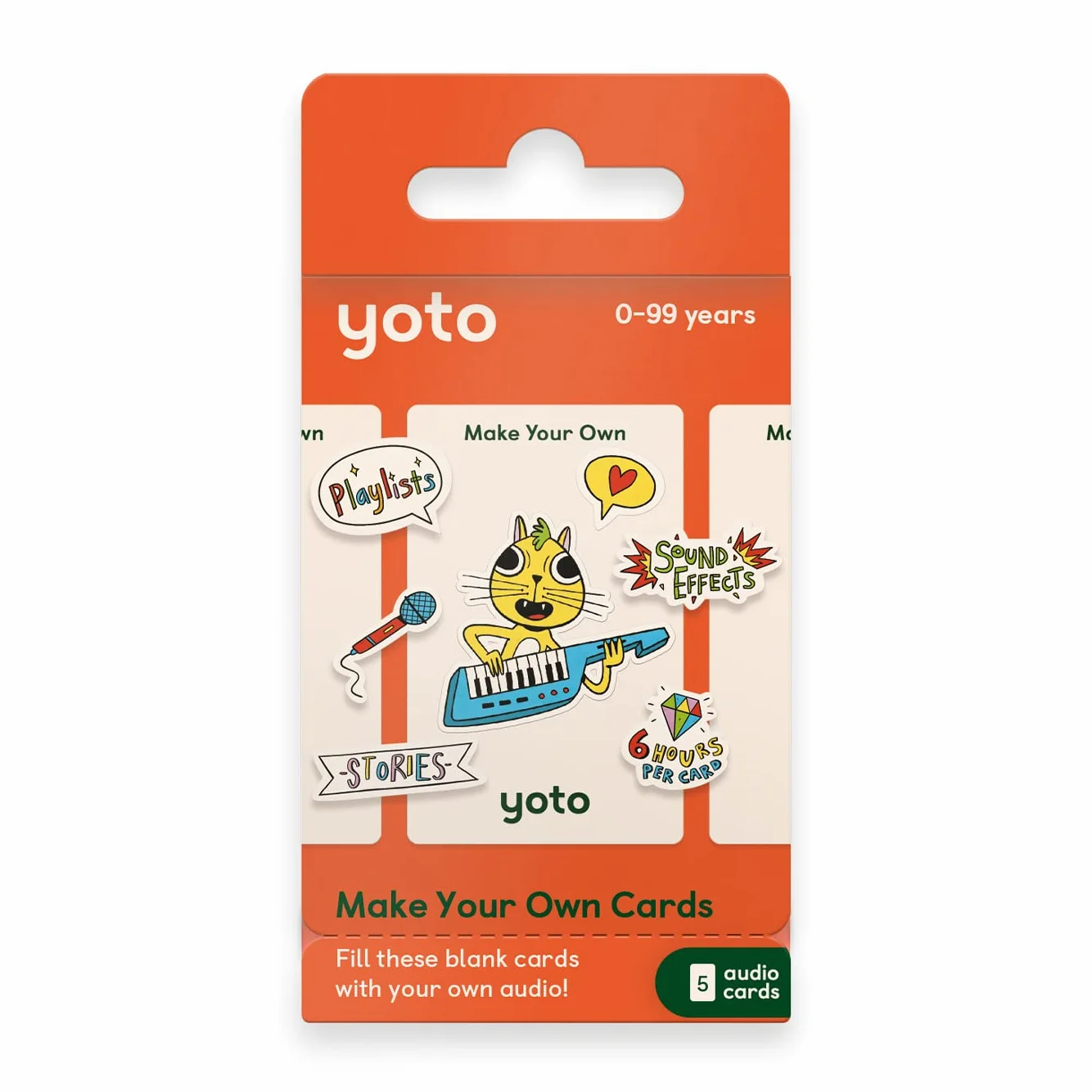 Yoto Crea le Tue Carte - 5 Schede Audio Vuote per Player e Altoparlante Bluetooth, Riproduci Storie, Musica, Attività di Apprendimento per Bambini dai 0-8