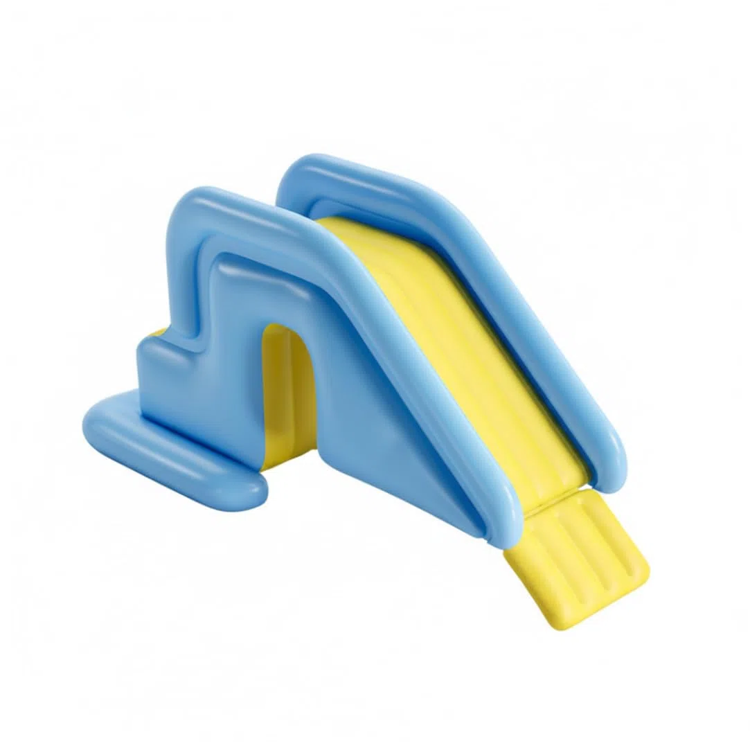 Scivolo Gonfiabile per Piscina Azzurro con Pompa a Pedale, Facile Installazione, Gioco in Cortile Interno ed Esterno