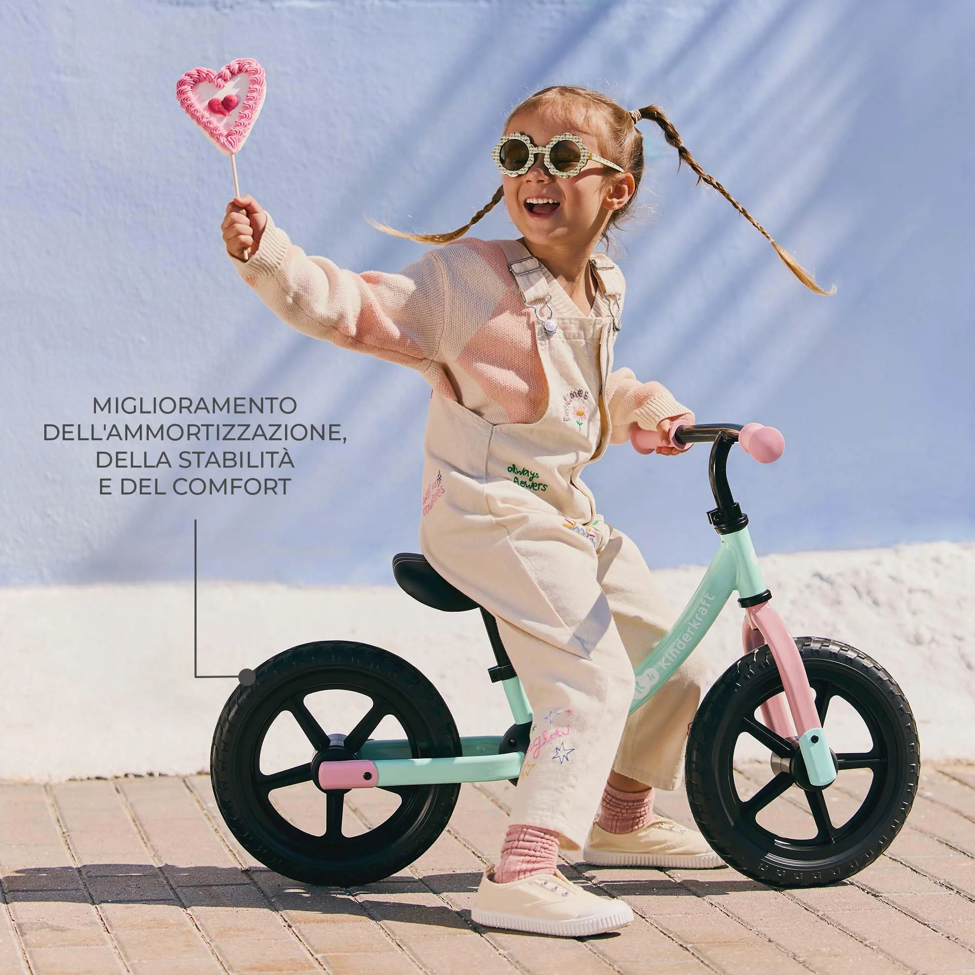 Kinderkraft 2WAY NEXT OFF ROAD Bicicletta fino a 35 kg, bicicletta per bambini, ruote da 12 pollici, sella e manubrio regolabili in altezza, facile da montare, impugnatura in gomma, nero