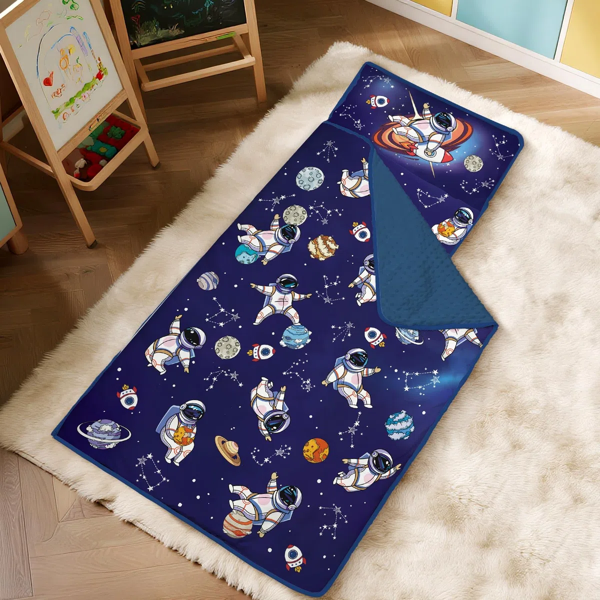 Sacco a Pelo Morbido, Nap Mat Caldo per Bambini, Tappi per le Orecchie e Coperte per Bambini, Ragazze, Ragazzi, Campeggi, Unicorno