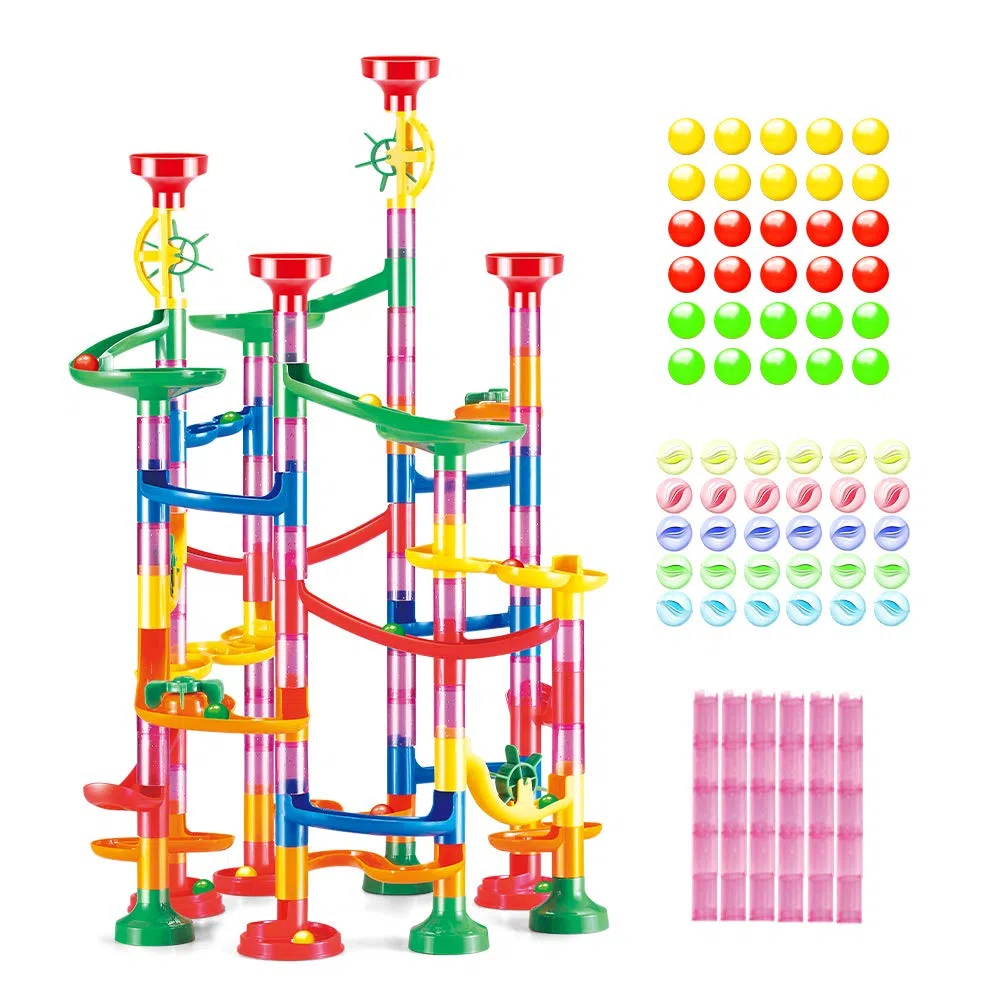 WEofferwhatYOUwant Pista Biglie 169 Pezzi – Marble Run Educativo con Biglie Vetro Colorate per Bambini 3+ Anni Costruzione STEM Torre Circuito Creativo Snap-Together Atossico Ideale Regalo